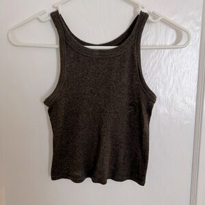 Everlane The Pima Micro-Rib Short Tank in Heathered Fatigue